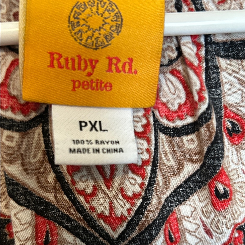 Ruby Rd. Red and Black Patterned Blouse - Picture 2 of 5